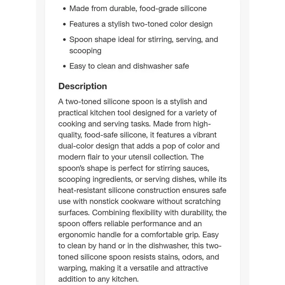 Cook With Color Two-Toned Beige and White Silicone Cooking Spoon b3